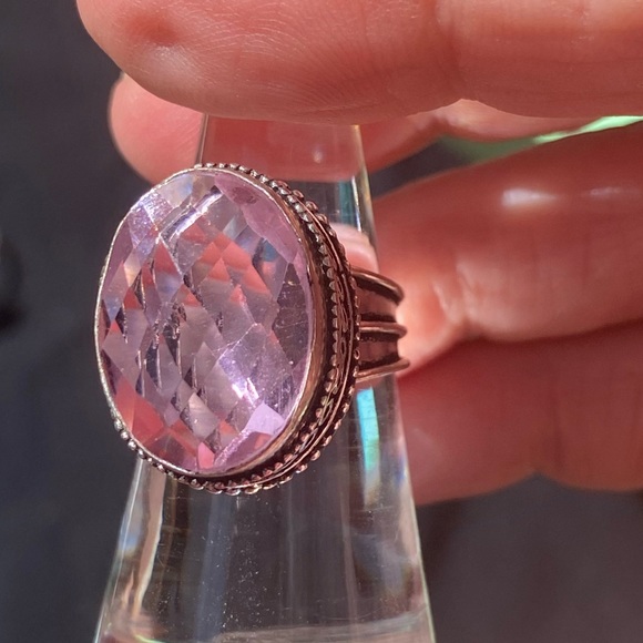 Pink Kuzinite & Sterling Silver Handcrafted Ring Size 7 1/2 - Picture 2 of 6